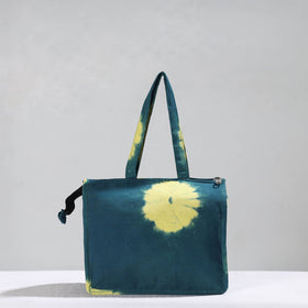 Blue Handcrafted Shibori Tie-Dye Cotton Hand Bag 04