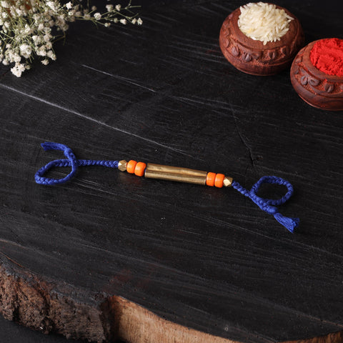 Handcrafted tribal dokra brass thread rakhi 21