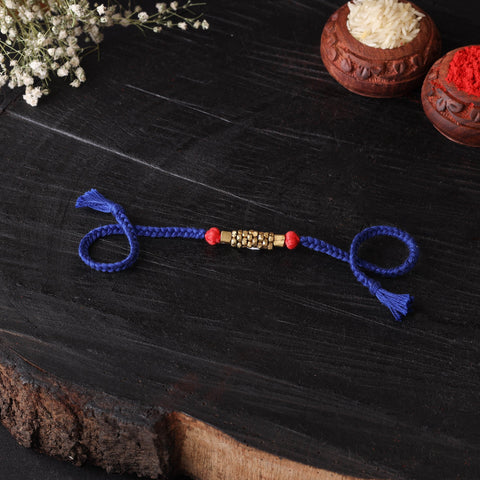 Handcrafted tribal dokra brass thread rakhi 41