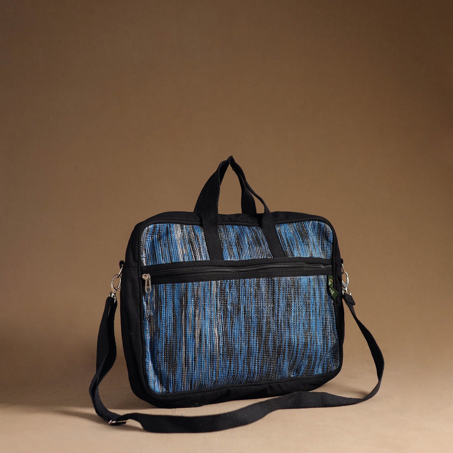  Blue Handcrafted Upcycled Woven Laptop Bag 