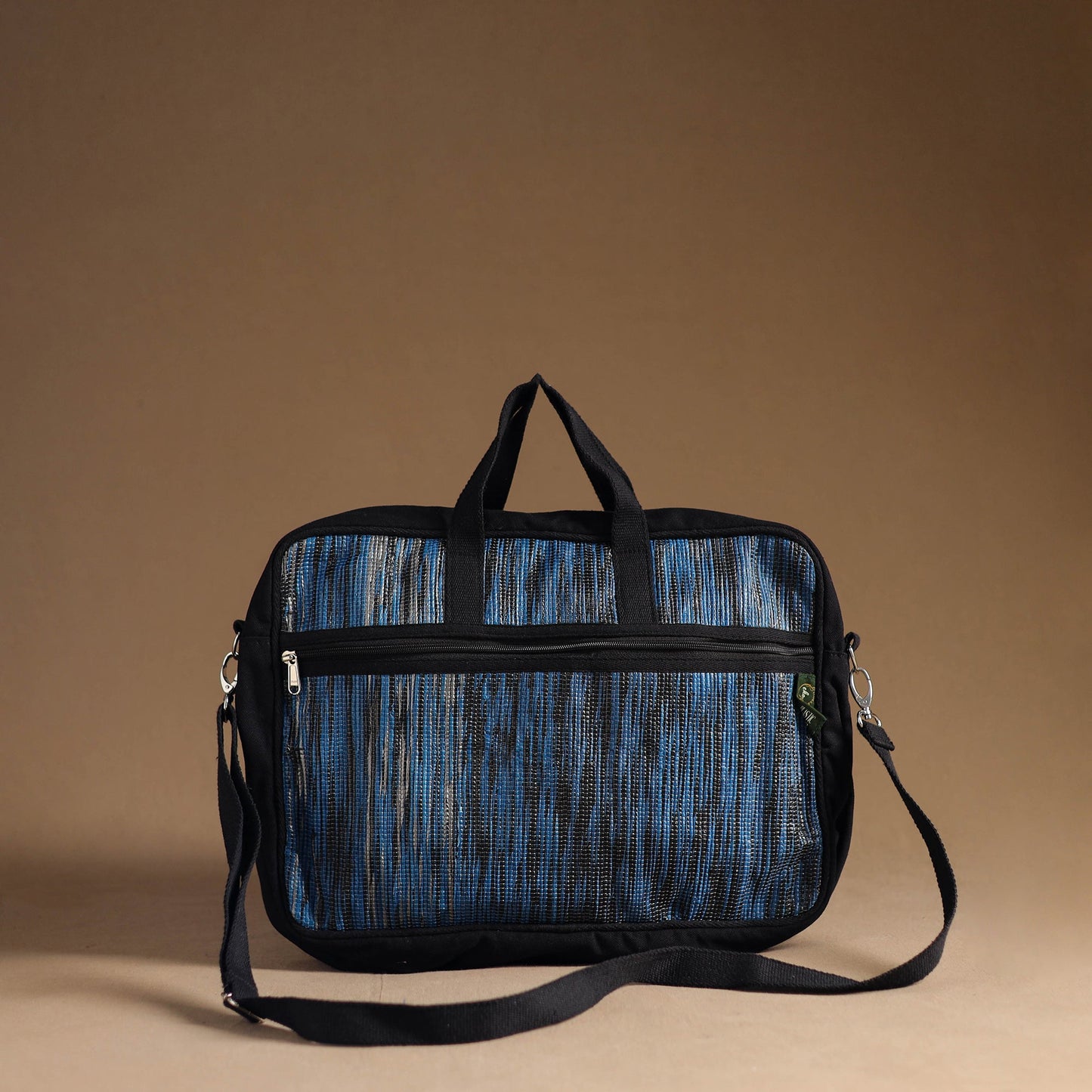  Blue Handcrafted Upcycled Woven Laptop Bag 