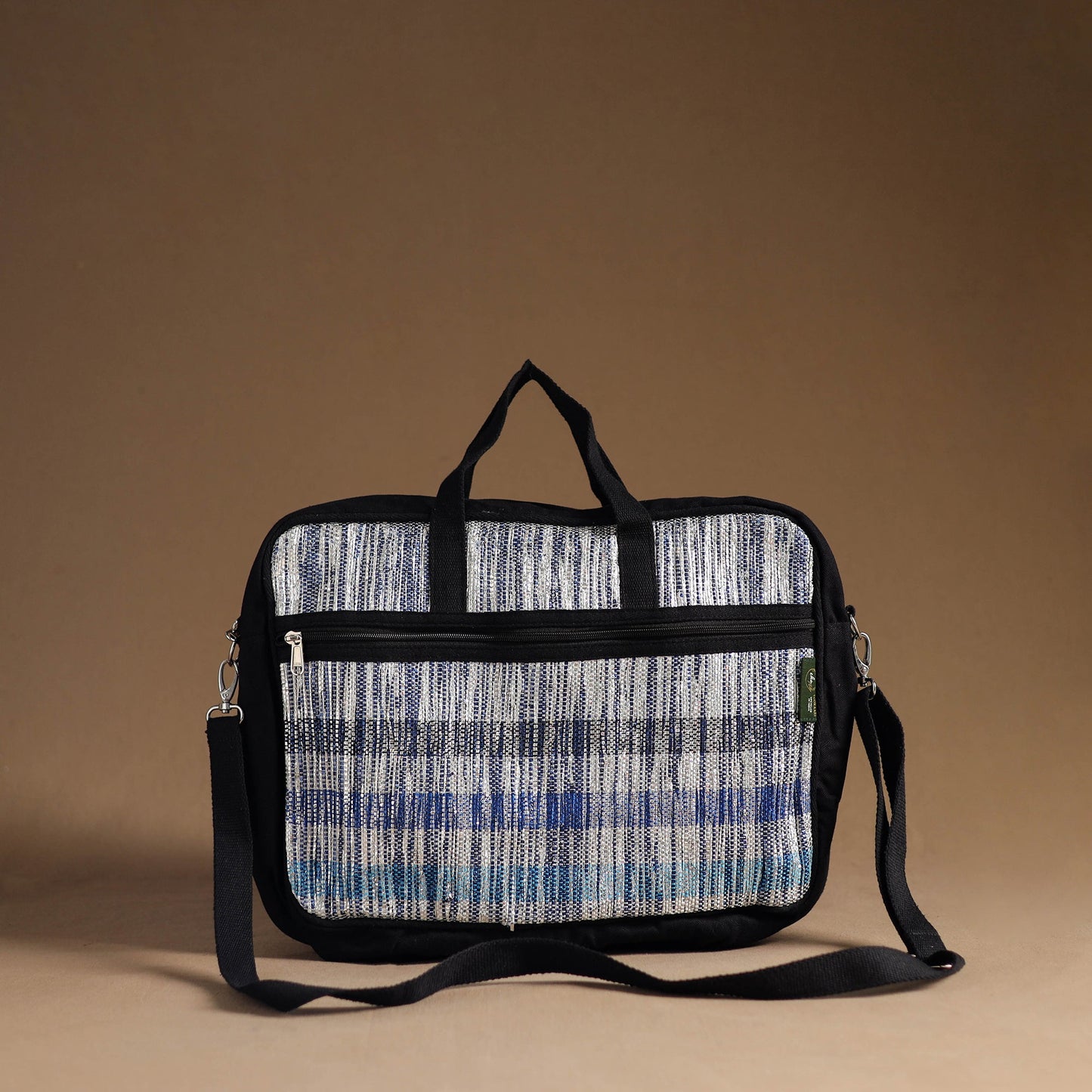  Blue Handcrafted Upcycled Woven Laptop Bag 