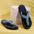 Blue Handcrafted Women's Leather Slippers with Suede 