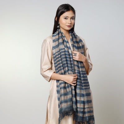 Buy Handloom Block Art Print Tussar Silk Bindaas Stole