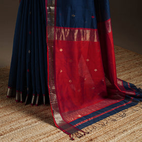 Blue - handloom buti maheshwari saree with zari border 35