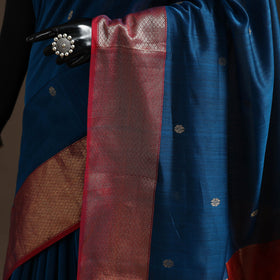 Blue - handloom buti maheshwari saree with zari border 42