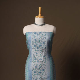 Handloom chanderi silk block print sanganeri 3pc unstitched