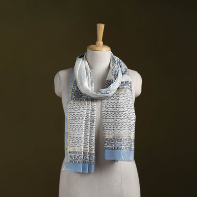 Handloom chanderi silk sanganeri stole 04 - handcrafted