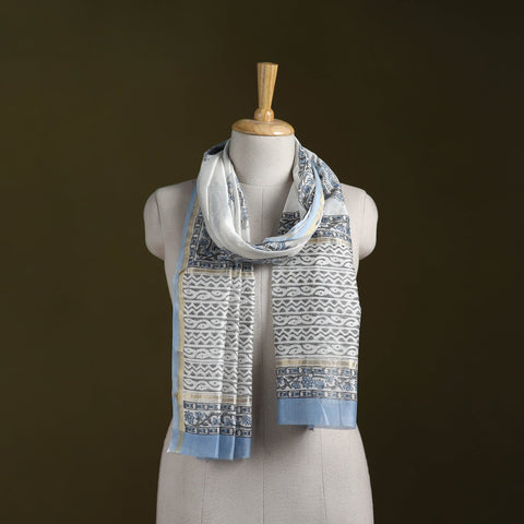 Handloom chanderi silk sanganeri stole 04 - handcrafted