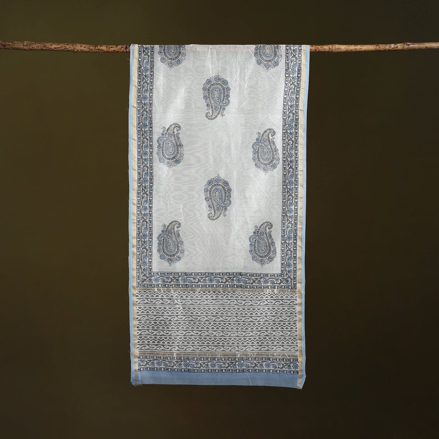 Handloom chanderi silk sanganeri stole 04 - handcrafted