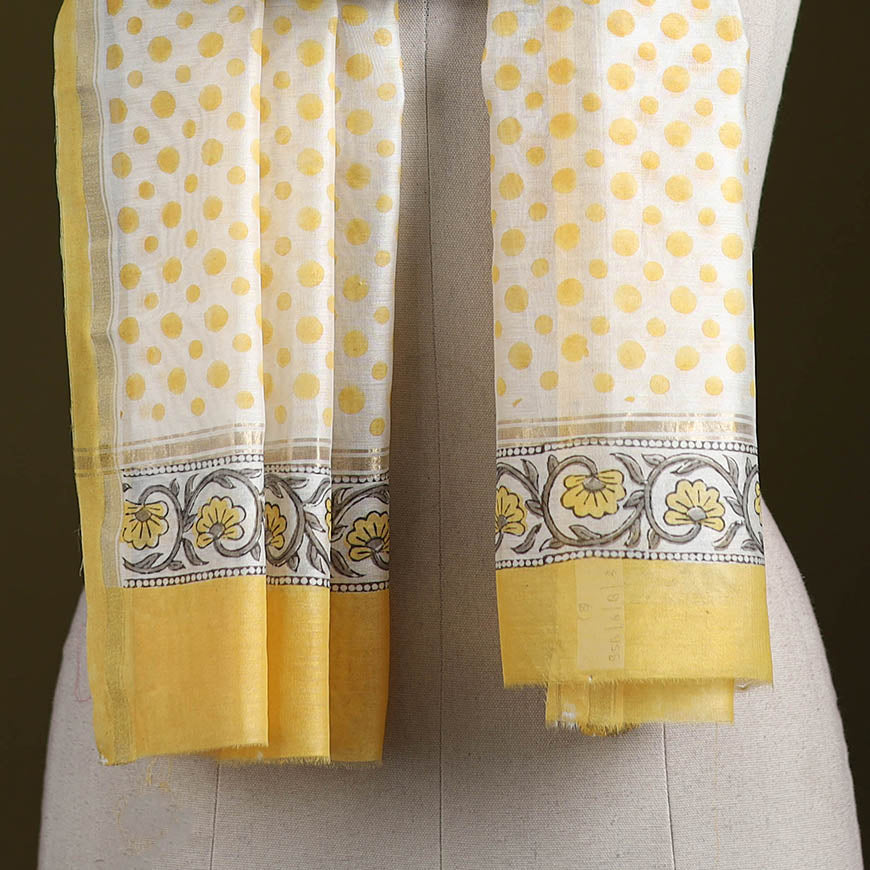 Handloom chanderi silk sanganeri stole 08 - handcrafted