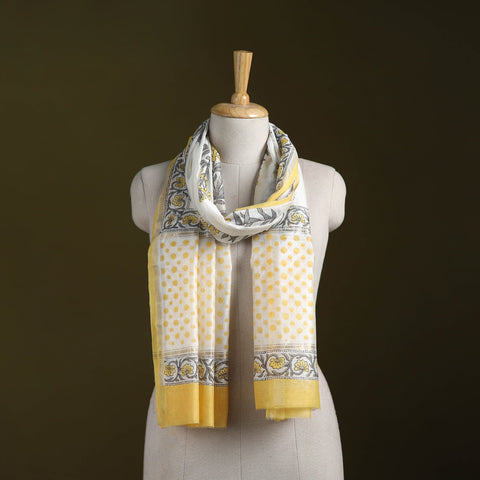 Handloom chanderi silk sanganeri stole 08 - handcrafted