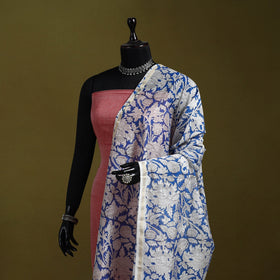 Blue - handloom chanderi silk hand sanganeri dupatta 13