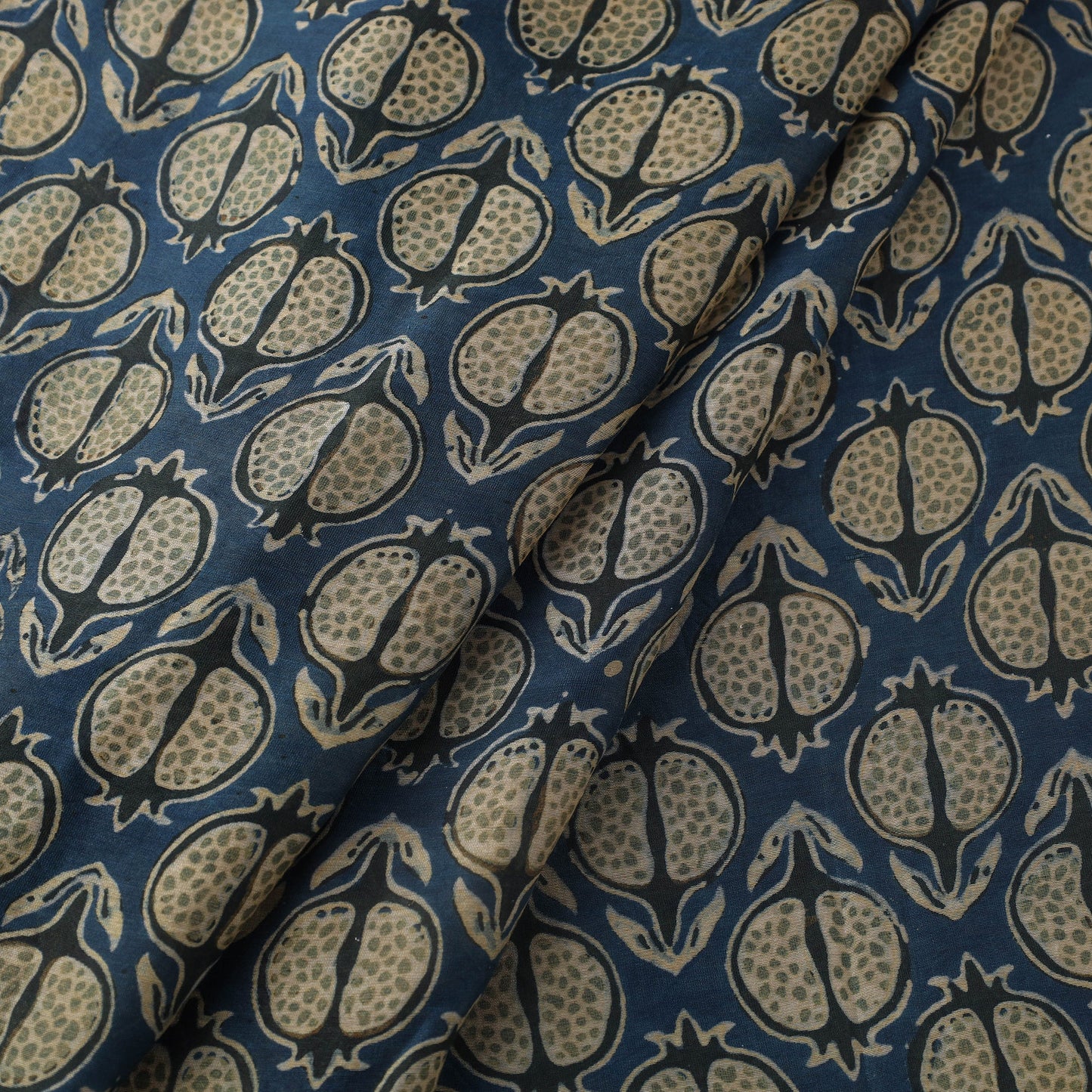 Blue - handloom chanderi silk natural dyed fabric 05
