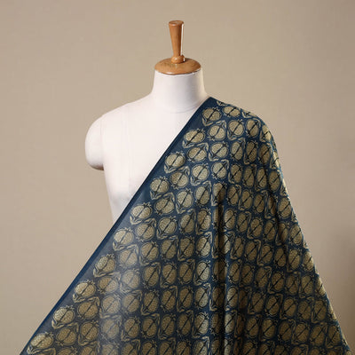 Blue - handloom chanderi silk natural dyed fabric 05