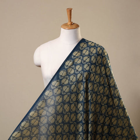 Blue - handloom chanderi silk natural dyed fabric 05