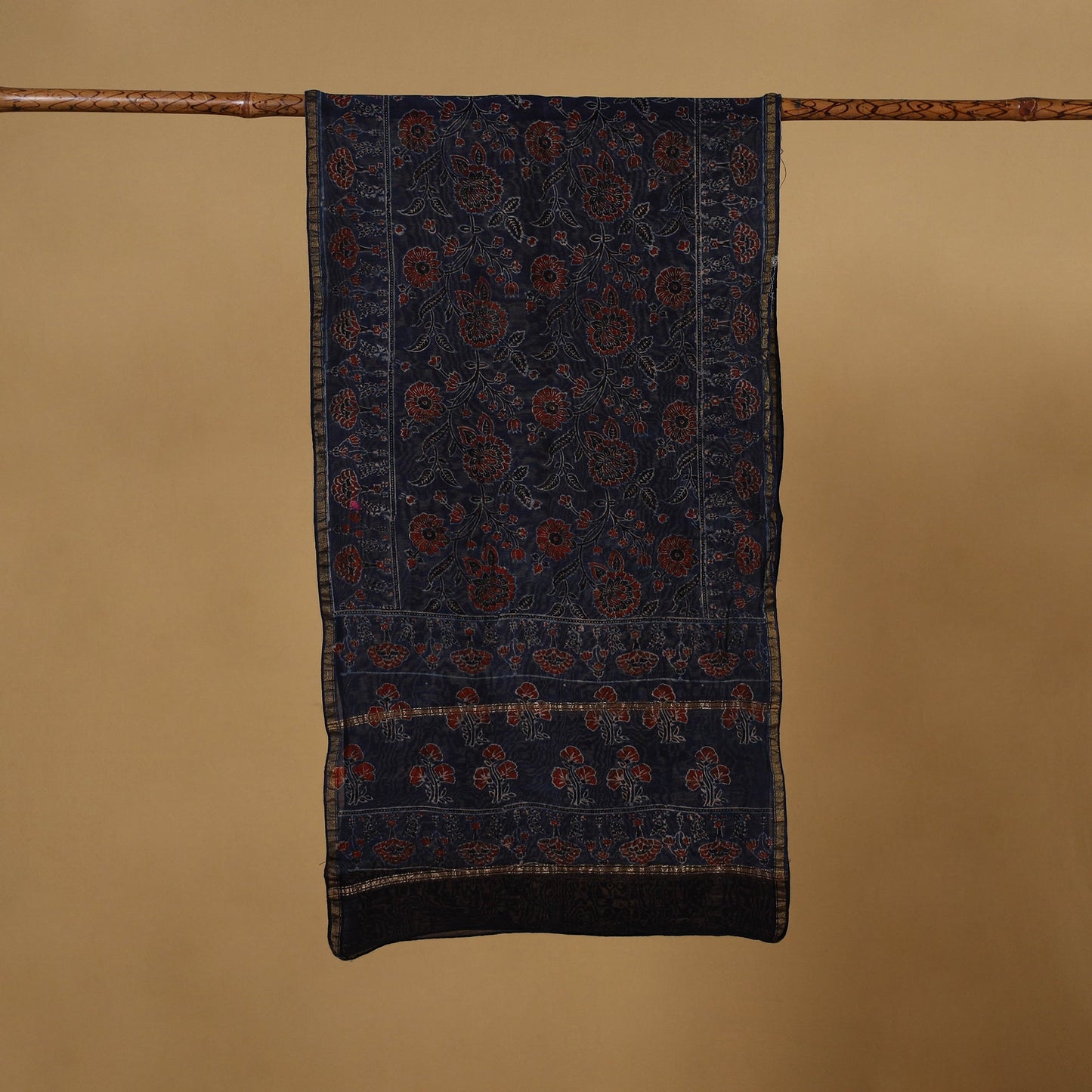 Handloom chanderi silk natural dyed stole 06 - handcrafted