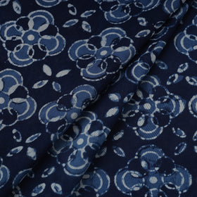 Blue Block Print Handloom Chanderi Silk Pipad Fabric