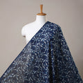 Blue Block Print Handloom Chanderi Silk Pipad Fabric