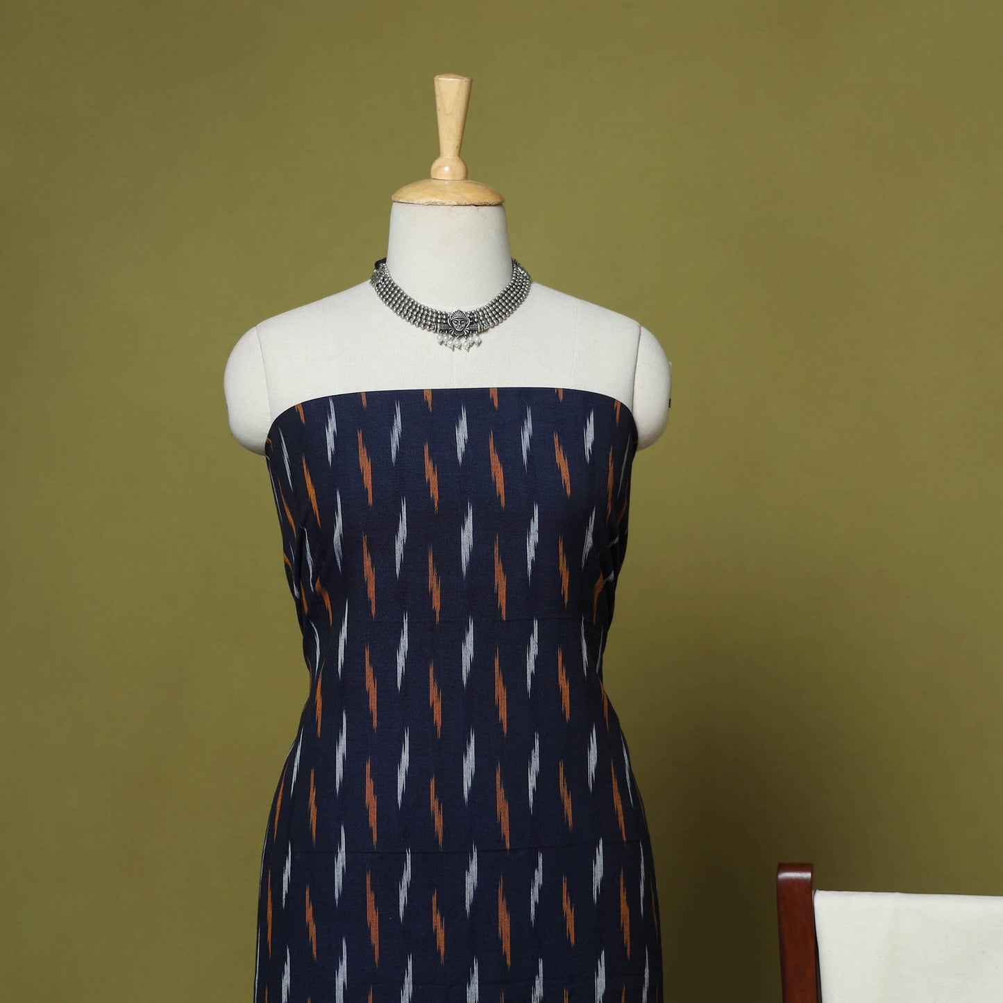 Blue - handloom cotton 3pc pochampally ikat dress material