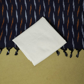 Blue - handloom cotton 3pc pochampally ikat dress material