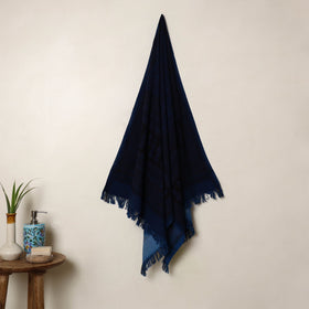 Buy Blue Handloom Cotton Bagh Print Towel