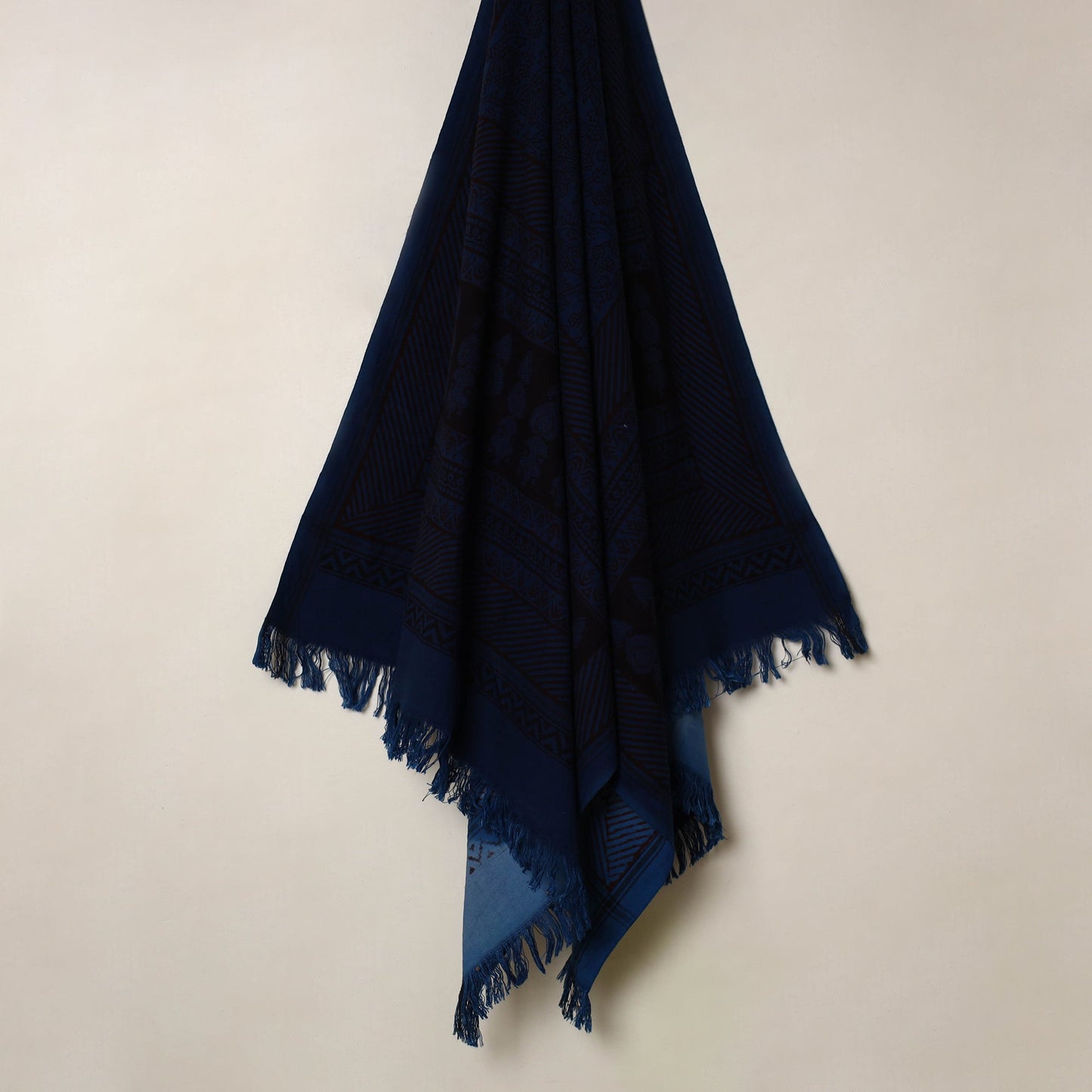 Buy Blue Handloom Cotton Bagh Print Towel