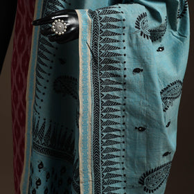 Blue - handloom cotton bengal hand kantha work dupatta 01