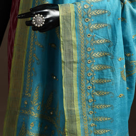 Blue - handloom cotton bengal hand kantha work dupatta 11