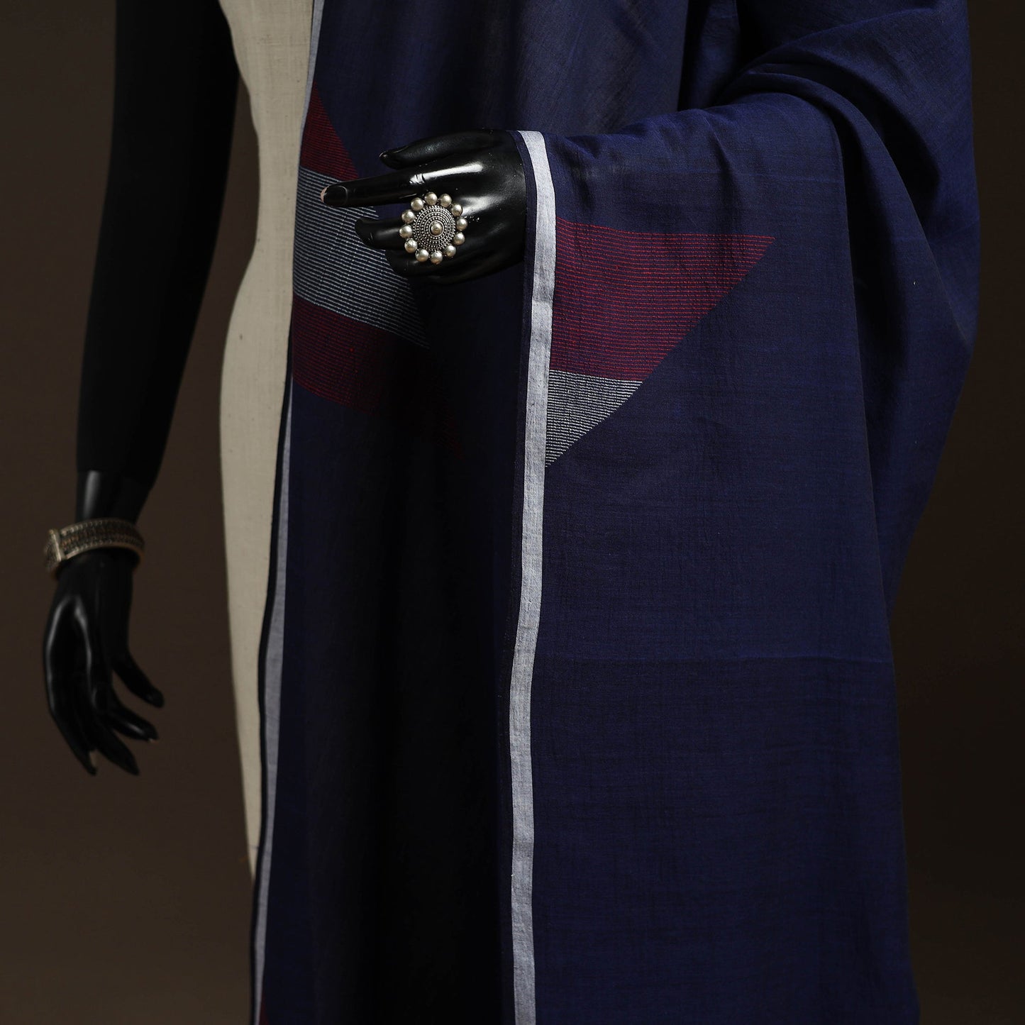 Handloom cotton bengal jamdani dupatta 19 - handcrafted