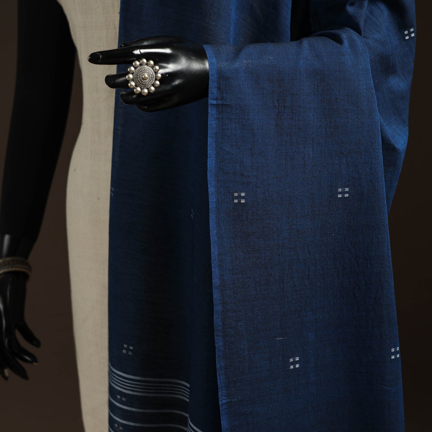 Handloom cotton bengal jamdani dupatta 23 - handcrafted