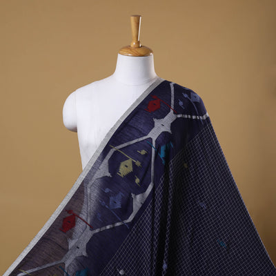 Blue Handloom Cotton Bengal Jamdani Fabric