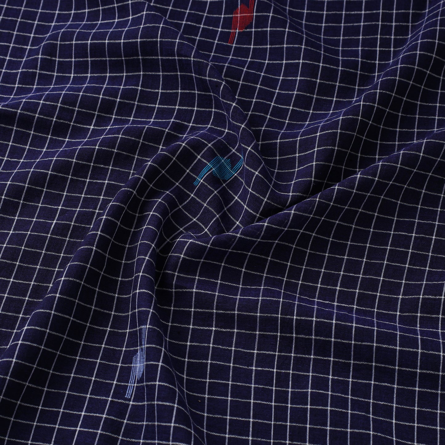 Blue Handloom Cotton Bengal Jamdani Fabric