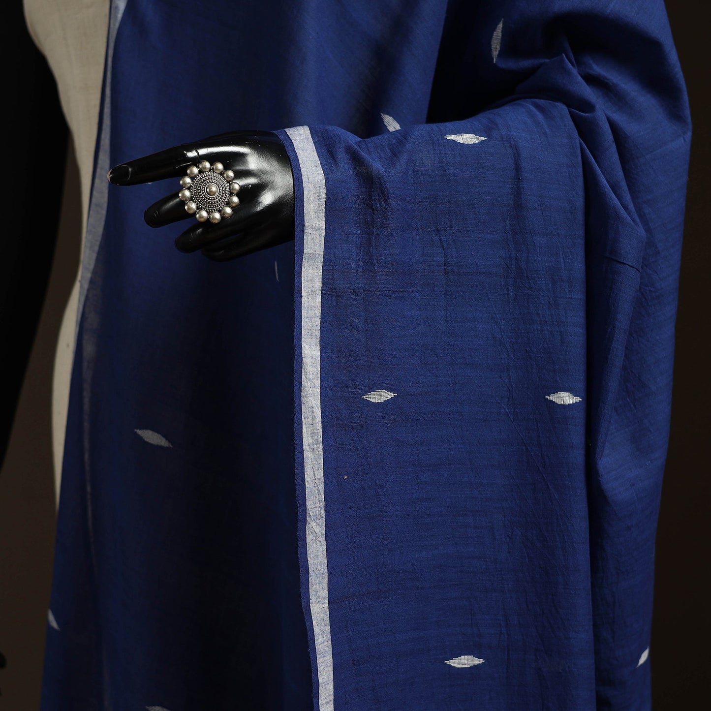 Handloom cotton burdwan jamdani dupatta 06 - handcrafted