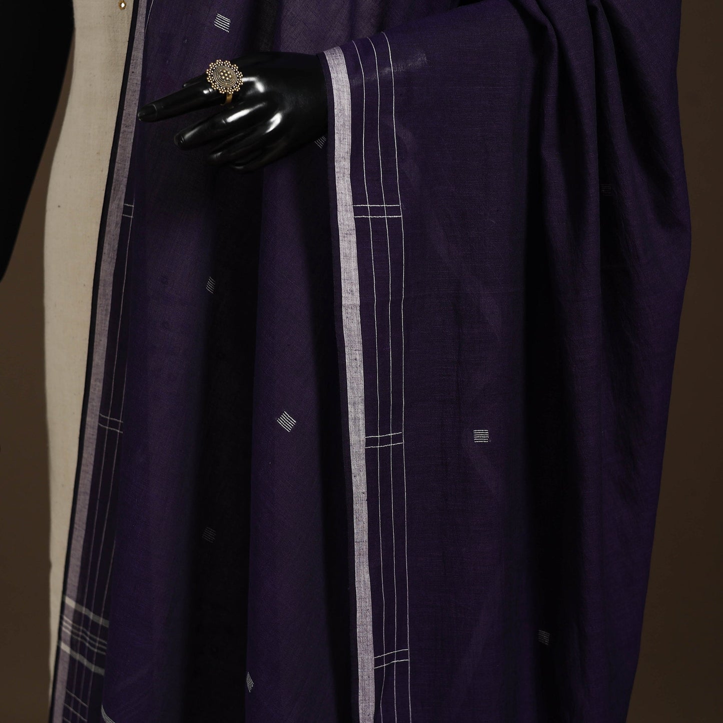 Blue Handloom Cotton Burdwan Jamdani Dupatta