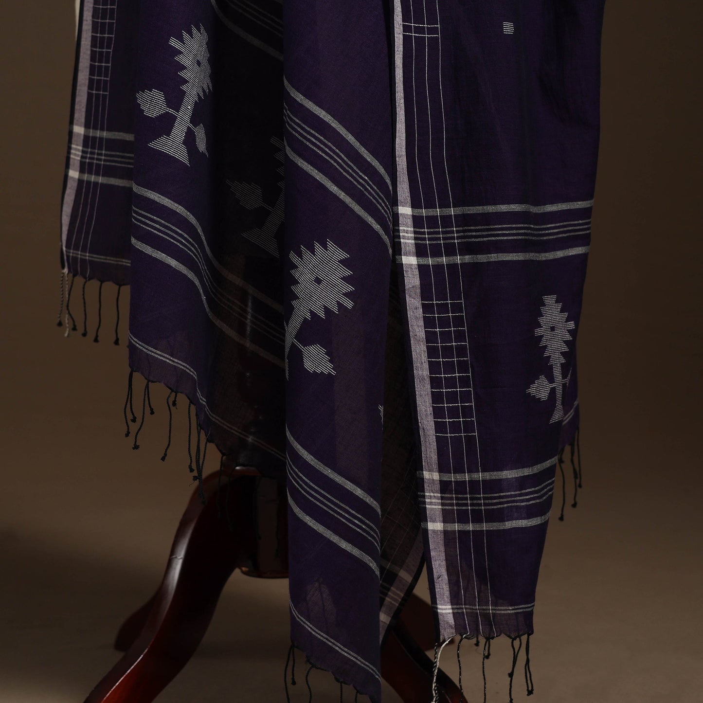 Blue Handloom Cotton Burdwan Jamdani Dupatta