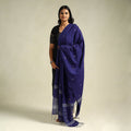 Blue Handloom Cotton Burdwan Jamdani Dupatta