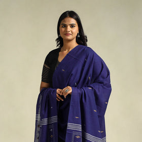 Blue Handloom Cotton Burdwan Jamdani Dupatta