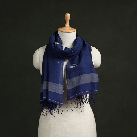 Handloom cotton burdwan jamdani stole with tassels 12