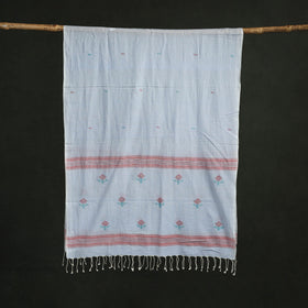 Handloom cotton burdwan jamdani stole with tassels 31