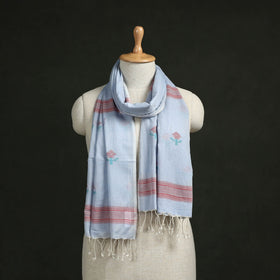 Handloom cotton burdwan jamdani stole with tassels 31