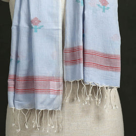 Handloom cotton burdwan jamdani stole with tassels 31