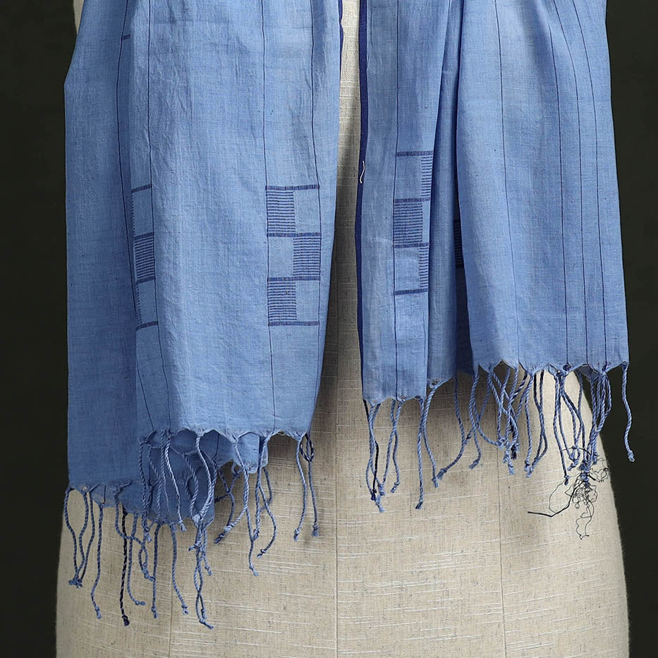 Handloom cotton burdwan jamdani stole with tassels 39