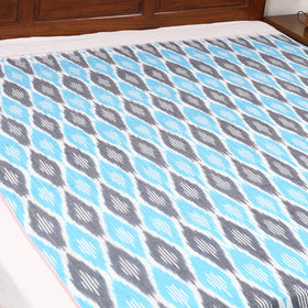 Blue Handloom Cotton Double Pochampally Ikat Bedsheet
