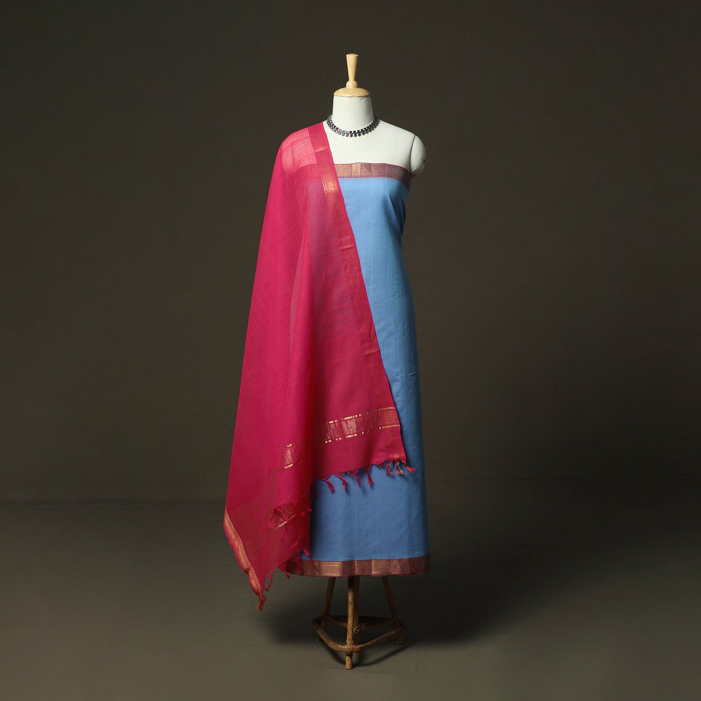 Handloom cotton mangalagiri 3pc unstitched dress material