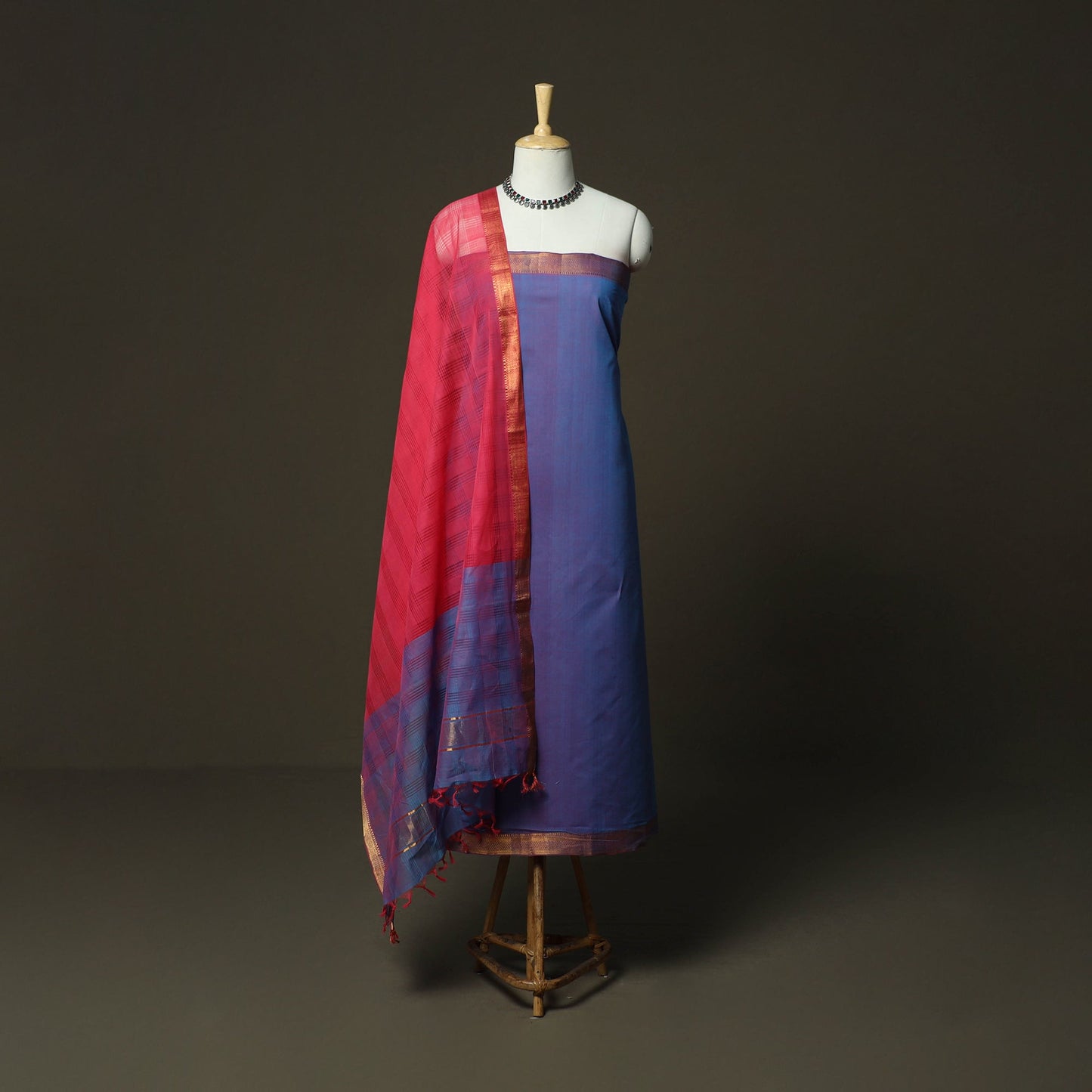 Handloom cotton mangalagiri 3pc unstitched dress material