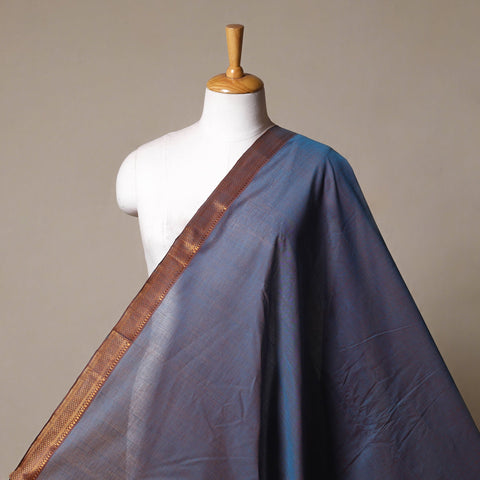Blue - handloom cotton mangalagiri fabric with zari border