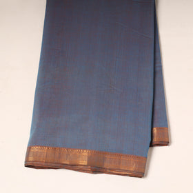Blue - handloom cotton mangalagiri fabric with zari border