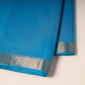 Blue - handloom cotton mangalagiri fabric with zari border