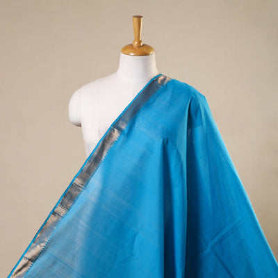 Blue - handloom cotton mangalagiri fabric with zari border